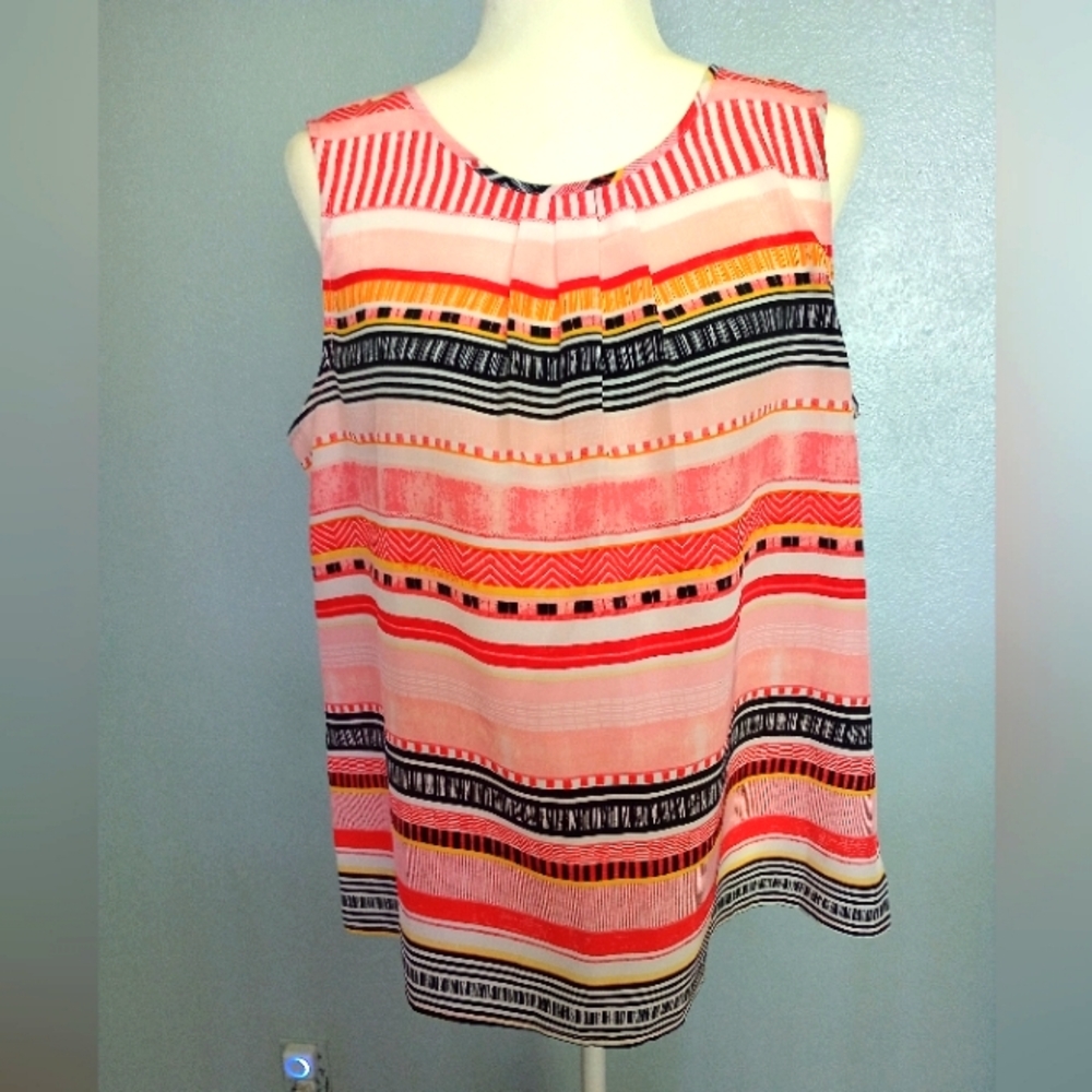 Vibrant Colorful Striped Tank Top Christopher & Banks Large